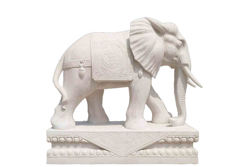 厂家供应 石雕大象 汉白玉石象 定制石头大象一对 公司别墅门口摆件